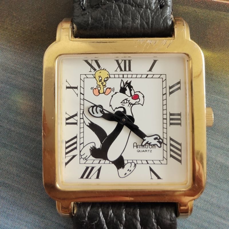 นาฬิกา มือสอง นาฬิกาวินเทจ  ARMITRON 1994 WARNER BROS SYLVESTER & TWEETY แขนขยับ ระบบควอตซ์