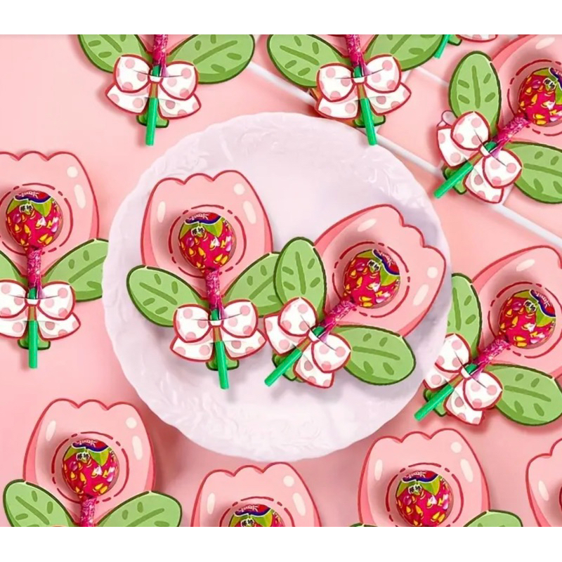 🌷5 ชิ้น การ์ดอมยิ้ม ลายดอกทิวลิป🌷[สินค้าพร้อมส่งค่ะ] - รูปที่ 2