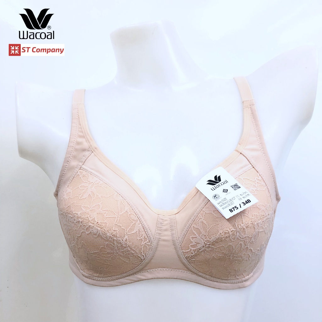 Wacoal Basic Bra สีเบจ (BE) ไม่มีโครง Wireless Bra เต็มคัพ เก็บทรง 2 ตะขอ ฟองบาง วาโก้ บรา ชุดชั้นใน ยกทรง รุ่น WB9M37