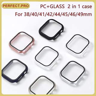 กรณีนาฬิกา PC เหมาะสำหรับ i-Watch11 10/9/8/7/6/5/4/SE PC + แก้วกรณี 38 มม./41 มม./42 มม./44 มม./45 มม./46 มม./49 มม.