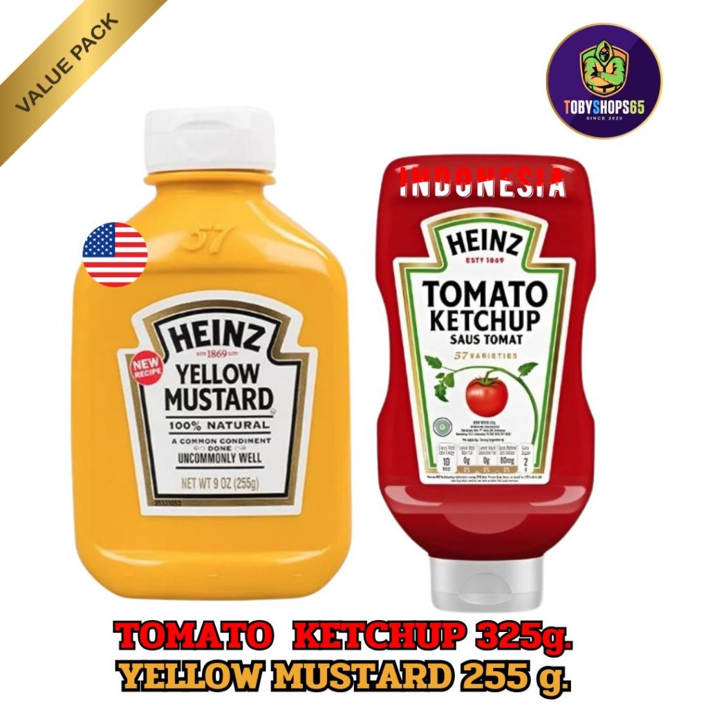 Heinz Ketchup & Mustard value pack ไฮนซ์ ซอสมะเขือเทศ  และ ซอสมัสตาร์ด 325gและ255g