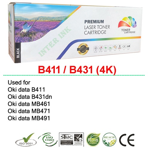 ตลับหมึก OKI B411d / B411dn / B431d / B431dn / MB461 / MB471 / MB491 (4K) สีดำ Color Box