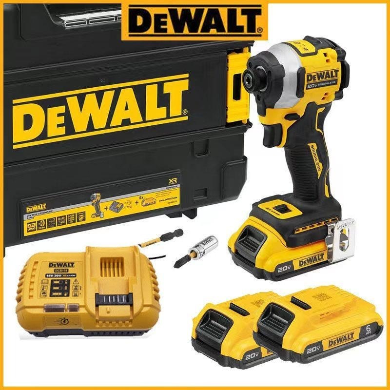 DEWALT DCF850 20V ปรงถ่าน ไขควงกระแทกไร้สายไร้แปรงถ่านมัลติฟังก์ชั่นพร้อมแบตเตอรี่สองก้อน