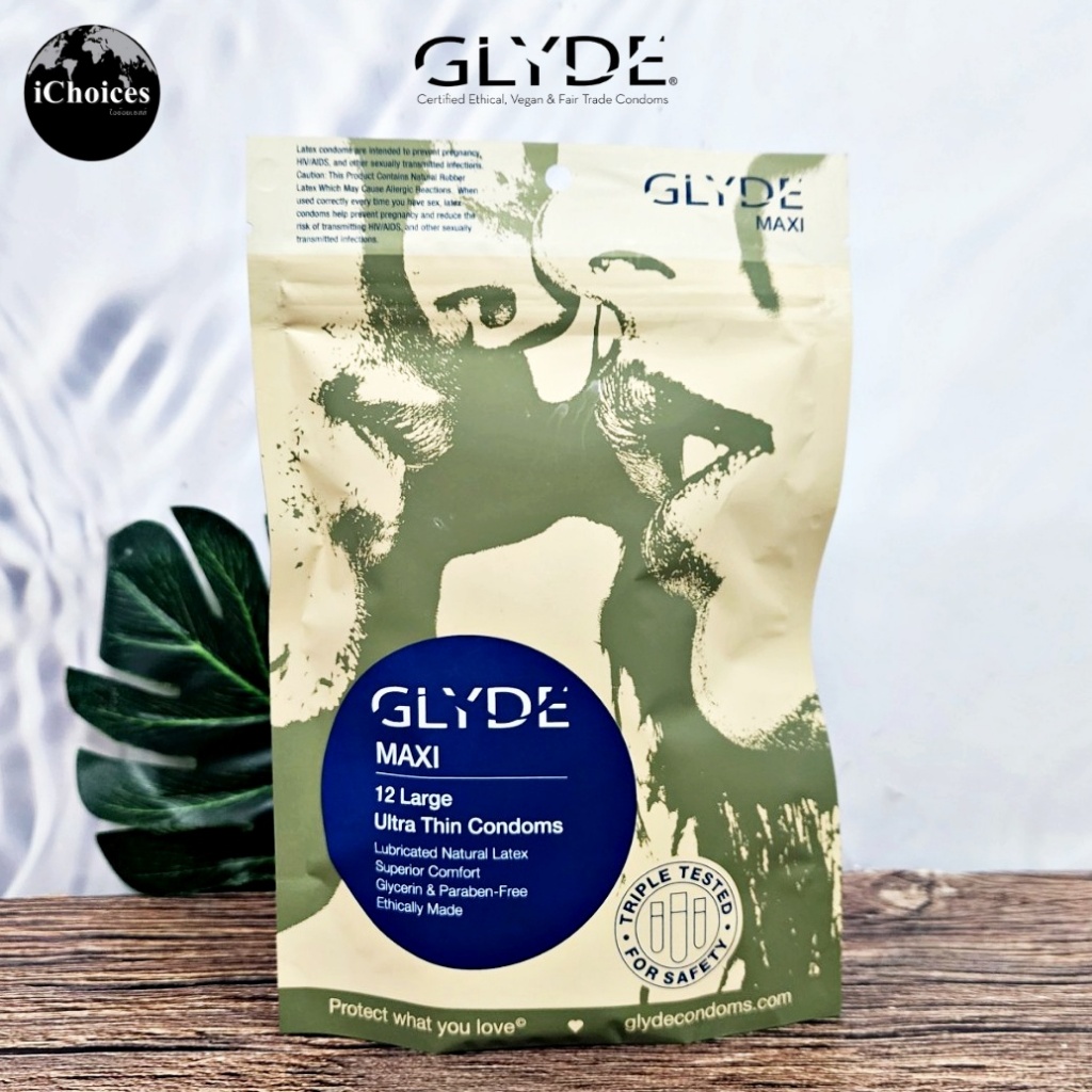 [GLYDE Maxi] Large Ultra Thin Condoms Size XL 56 mm, 12 Count ถุงยางอนามัย แบบบางเฉียบ ขนาด 56 mm