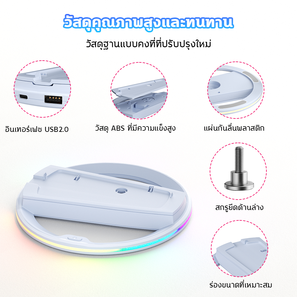 PS5/PS5 SLIM/PS5 PRO ขายึดแนวตั้งอเนกประสงค์สำหรับยูนิตหลัก เอฟเฟกต์แสง RGB หลายสี เข้ากันได้ PS5/ PS5 Slim Disc&Digital