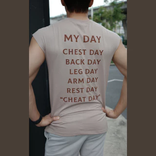 OLIVER MUSCLE เสื้อแขนกุดทรงเกาหลีลาย My Day