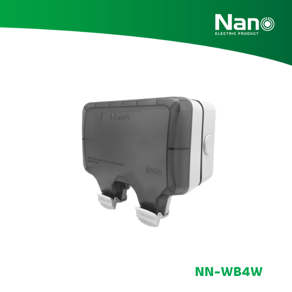 NANO กล่องเต้ารับเสียบปลั๊กชนิดกันน้ำกันฝุ่น IP66 ชนิด 2 เต้ารับ (1 ชิ้น/กล่อง) รุ่น NN-WB4W