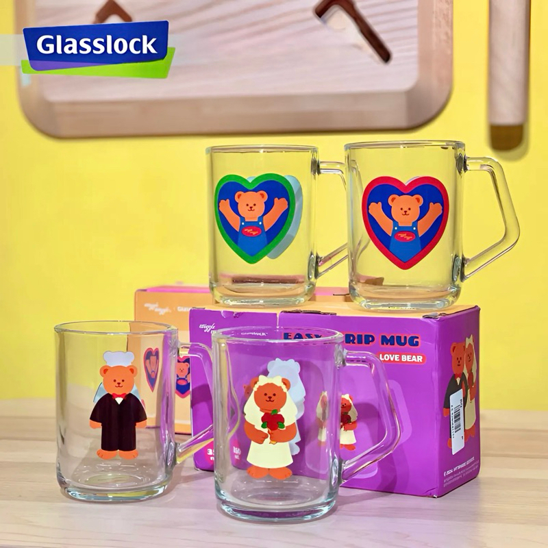 ลดเพิ่ม30% เหลือ665/ชุด ทักแชท / Wiggle x Glasslock Easy Grip Mug 350ml/ ชุดแก้วมัคใส วิกเกิ้ล 2ใบ