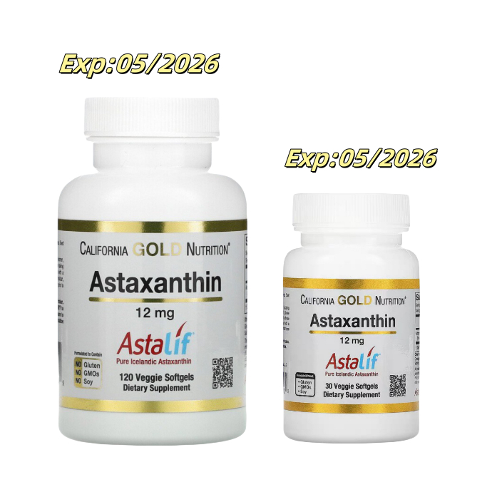 (ล็อตใหม่พร้อมส่ง) California Gold Nutrition, Astaxanthin, AstaLif Pure Icelandic,12 mg 30/120เม็ด