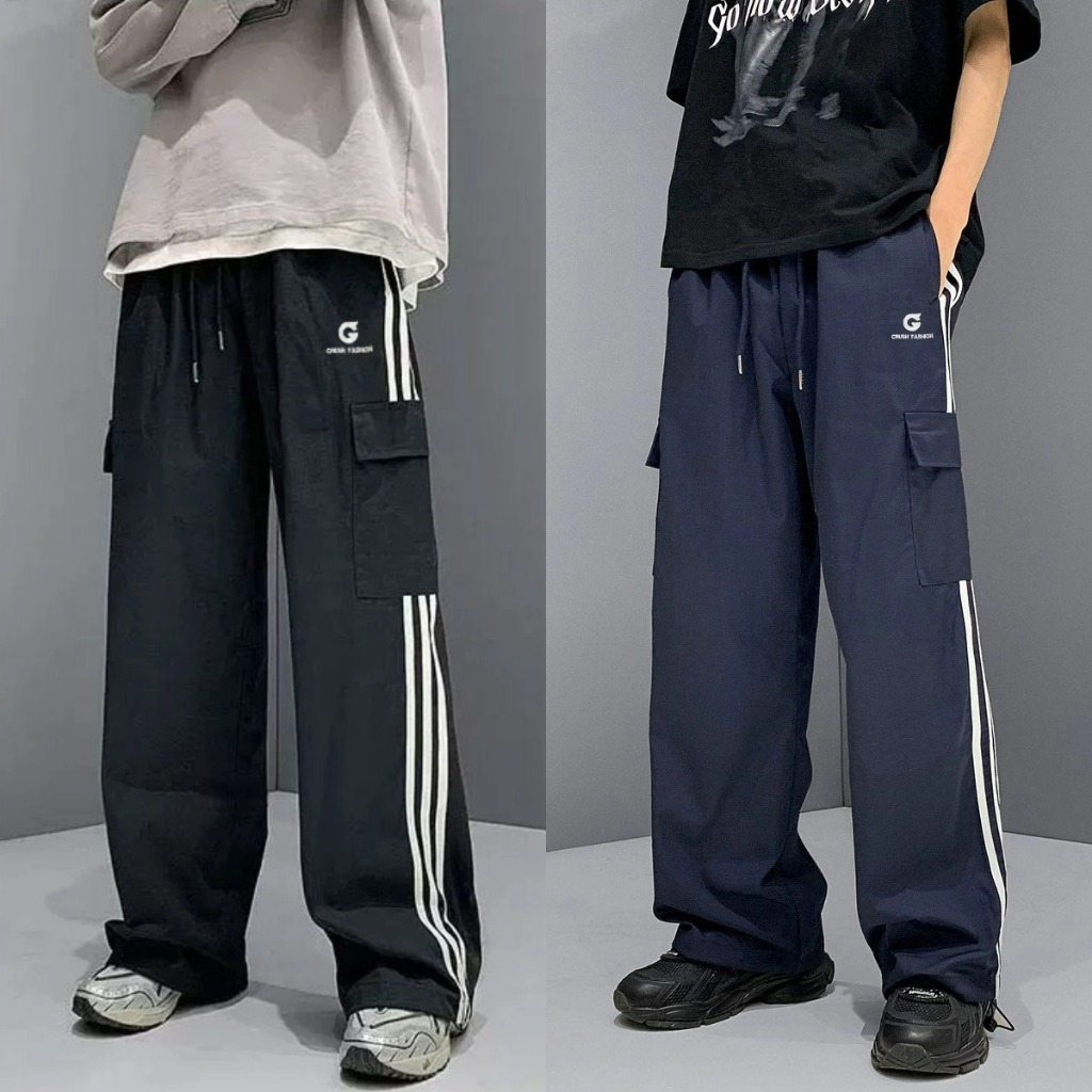 ใหม่ กางเกงวอร์มขากว้าง กางเกงลำลองผู้ชาย ผ้าฝ้าย กางเกงสะดอ มีเชือกผูกเอว ผ้าใส่สบาย ใส่สบาย ผ้าดีรับประกันคุณภาพ