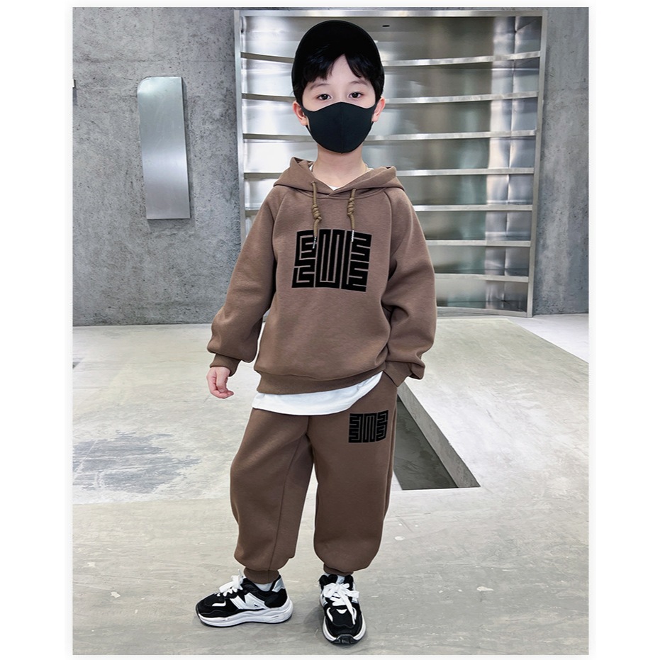KIDSZONE ชุดเซ็ต 2 ชิ้นเด็กชาย เสื้อแขนยาวมีฮู้ด+กางเกงขายาว รุ่นA2800