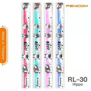 Pencom ไม้บรรทัด 30 ซม. ลายฮิปโป Ruler 30 cm. Hippo (รับใบเสร็จรบกวนแจ้งในหมายเหตุ)