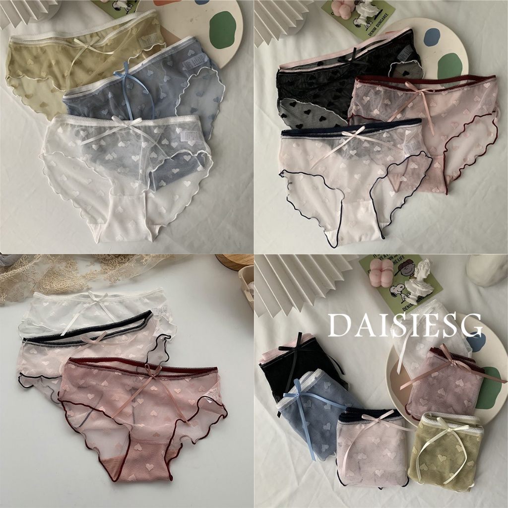 Daisies_G ชุดชั้นในสตรีลูกไม้ตาข่ายโปร่งใสกางเกงชั้นในระบายอากาศต้านเชื้อแบคทีเรีย A76
