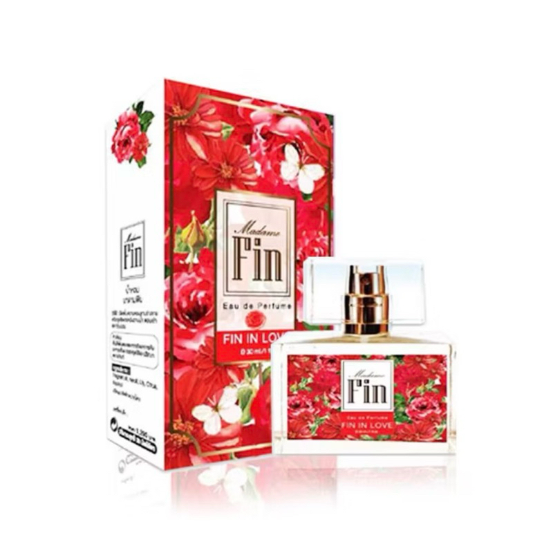 [ซื้อในไลฟ์ลด50%ของแท้] น้ำหอมมาดามฟิน Madame Fin กลิ่นฟินอินเลิฟ Fin in Love กล่องสีแดง 30 ml.