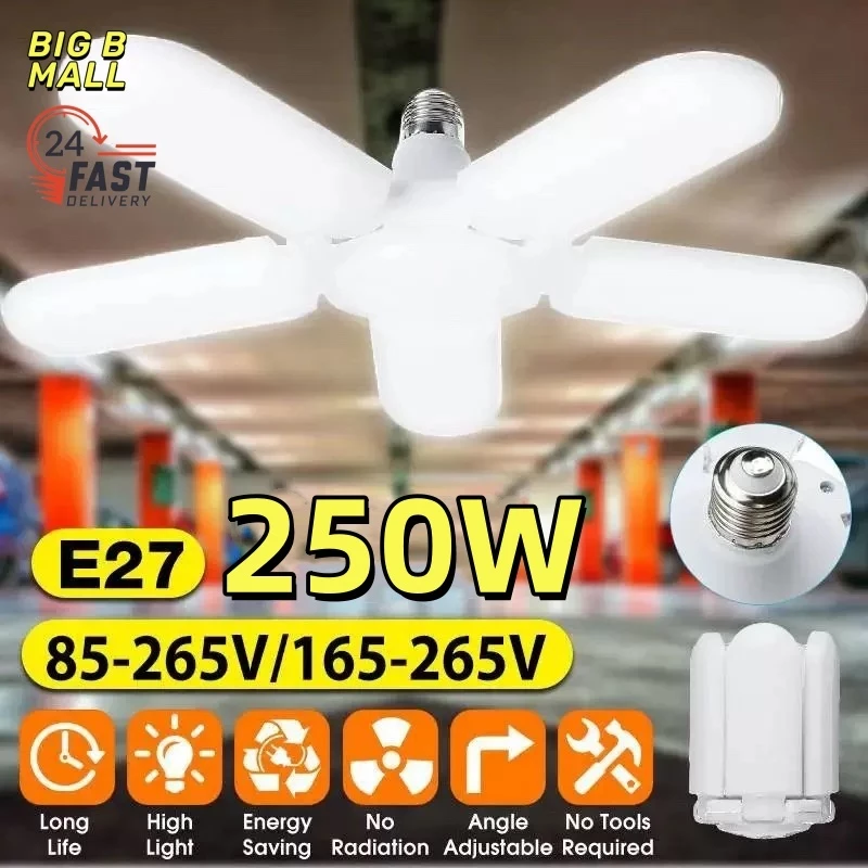 🔥LED Bulb หลอดไฟไดมอนด์ ทรงใบพัด ไฟตลาดนัด E27ซุปเปอร์สว่าง ใช้งานสะดวก พับเก็บได้