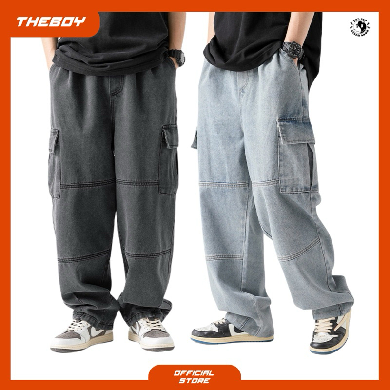 THEBOY-RODMAN CARGO JEANS กางเกงยีนส์ทรงกระบอกใหญ่