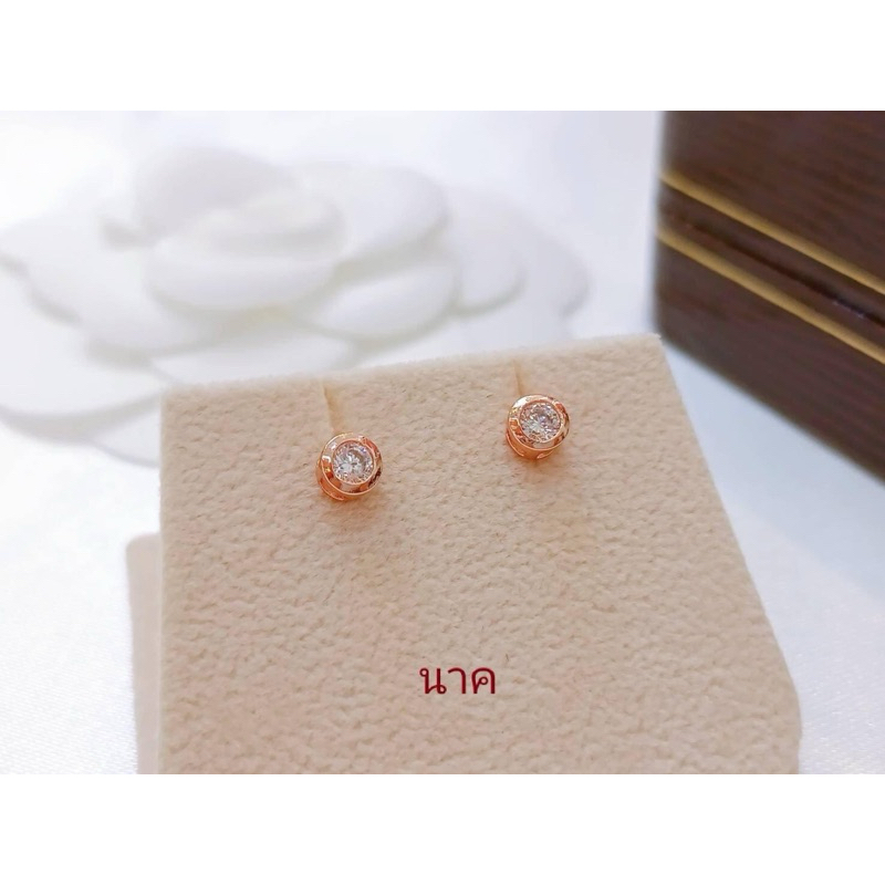 #ต่างหูนาคแบบก้านประดับเพชร