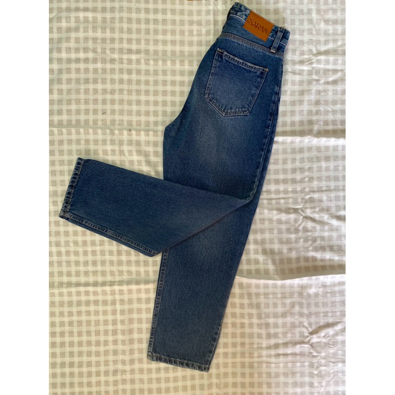 กางเกงยีนส์SARAN เอวสูง บอลลูน ผ้าไม่ยืด มือสอง  ไซส์ L