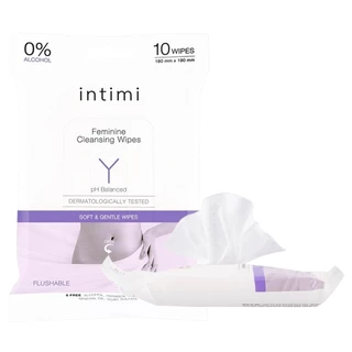 INTIMI - Feminine Cleansing Wipes ขนาด 10 แผ่น อินทิมี่ เฟมินีนคลีนซิ่งไวพส์