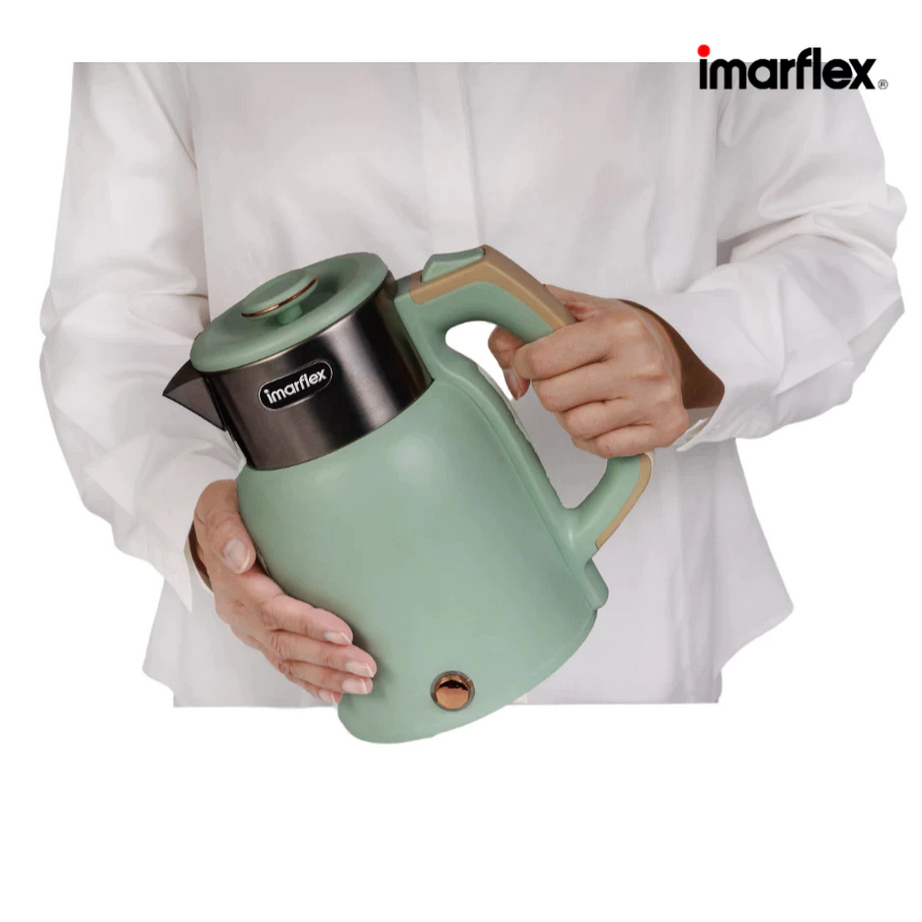 IMARFLEX กาต้มน้ำไฟฟ้า สแตนเลส 2 ชั้น ( กันความร้อน ) สีเขียว 1.5 ลิตร IF-289G