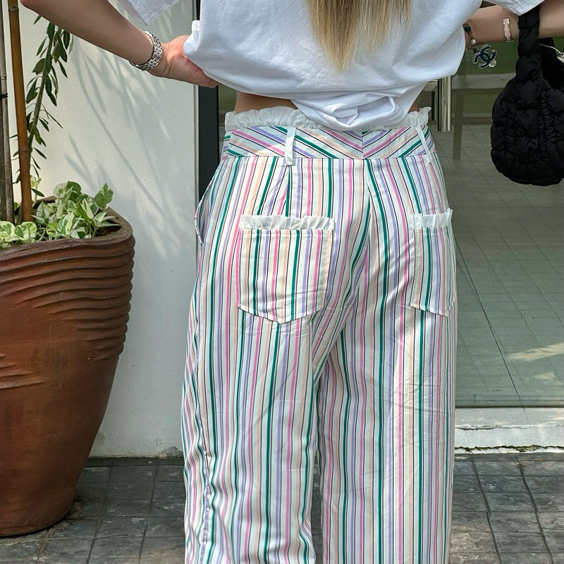 Nonny Pants กางเกงลายทางสีสันทรงตรง