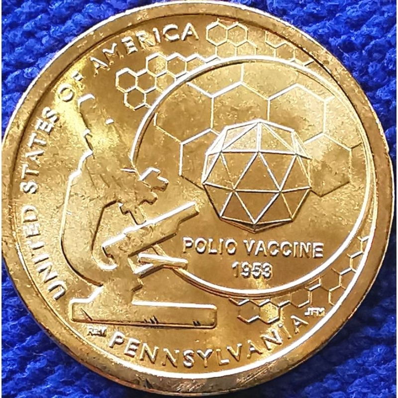 เหรียญ​สหรัฐอเมริกา​ USA, 1​ Dollar, (ชุด​นวัตกรรม​ Pennsylvania), #​3002T,  ไม่​ผ่าน​ใช้​ UNC