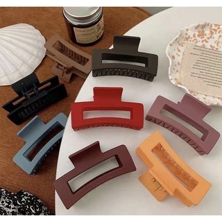 กิ๊บหนีบผมเกาหลีขนาดกลางสี่เหลี่ยมสีด้านขนาด4.5-8.5cm (พร้อมส่ง) 🖤🤎🍶