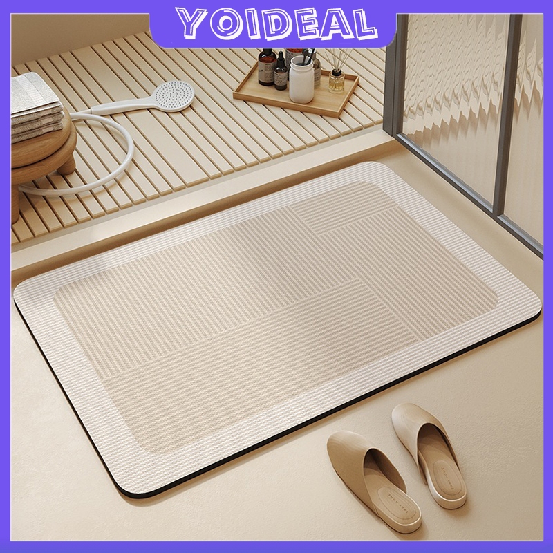 พรมเช็ดเท้ายาง ดูดซับน้ำ แห้งไว โทนสีดำ ขนาด 40×60 cm. พรมปูพื้น ห้องน้ำ ห้องครัว มีกันลื่น คุณภาพดี พร้อมส่ง
