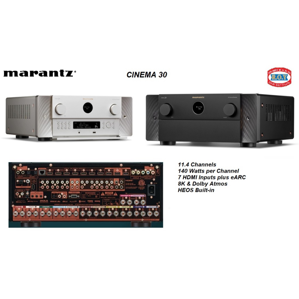 MARANTZ CINEMA 30  11.4 Channels 140 Watts per Channel 7 HDMI Inputs plus eARC 8K & Dolby Atmos AV R