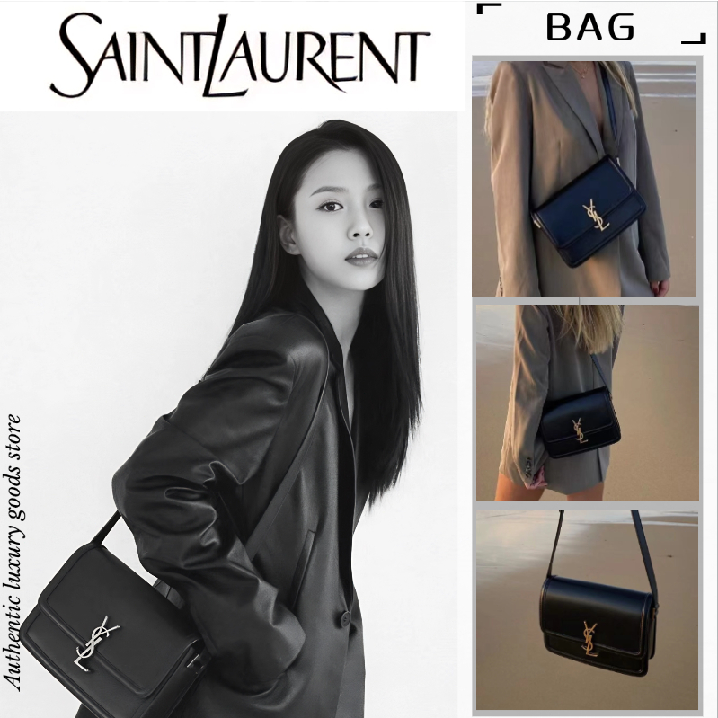 🎉แซงต์โลรองต์  Saint Laurent SOLFERINO BOX SAINT LAURENT YSL bag กระเป๋าสะพายหนังขนาดเล็ก