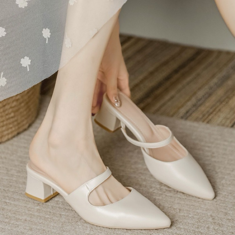 New รองเท้าส้นสูงแบบสวม หัวแหลม หนังนุ่มเดินสบาย สูง 2นิ้ว (6070, 6080) - รูปที่ 2