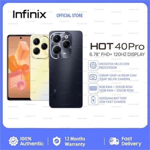โทรศัพท์ Infinix Hot 40 Pro Legit Phone 16GB + 512GB หน้าจอ HD Android13 สมาร์ทโฟนต้นฉบับ COD