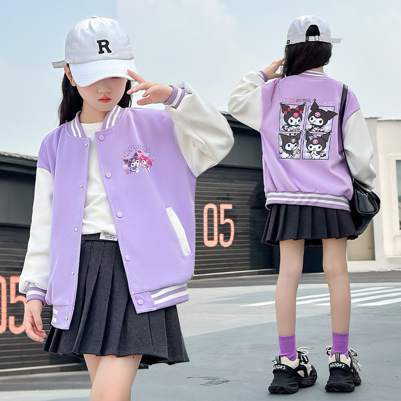 พร้อมส่งในไทย เสื้อแจ็คเก็ตเด็ก เสื้อกันหนาวเด็ก ผ้าcotton ลายการ์ตูน KUROMI สำหรับเด็กผู้หญิงและเด็กผู้ชาย