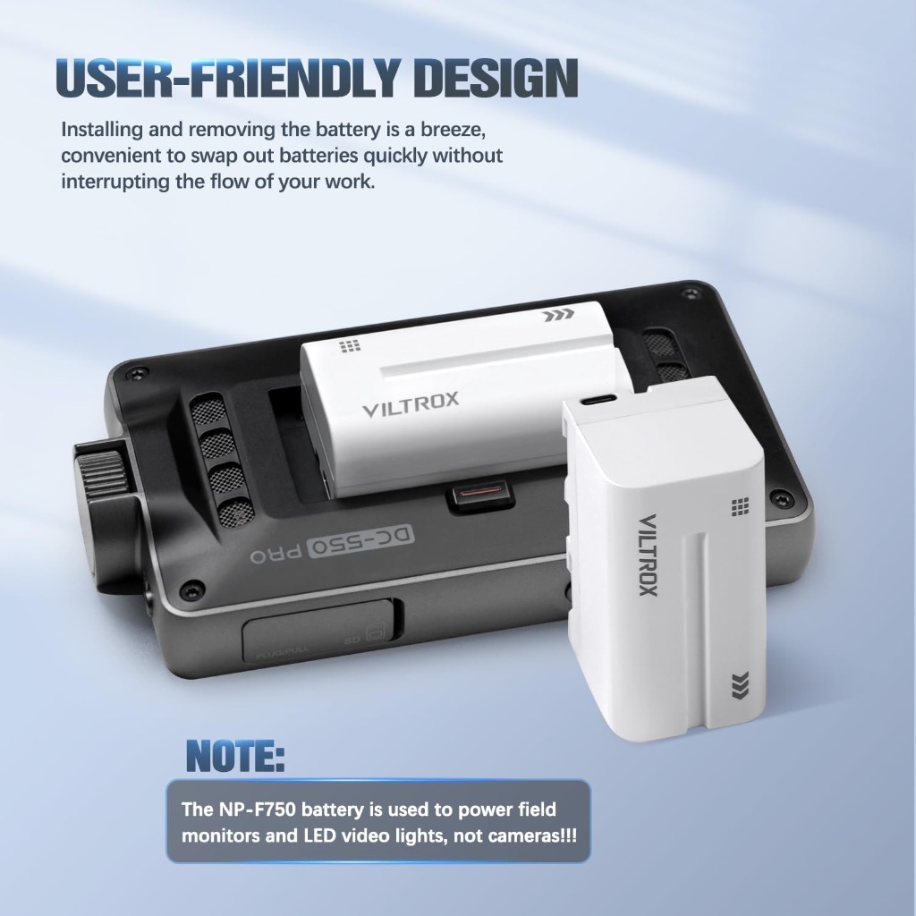 Viltrox NP-F750 Battery 4400mAh with USB-C Charging Port ปุ่มเช็คสถานะ ชาร์จผ่าน USB-C รับประกัน 1ปี