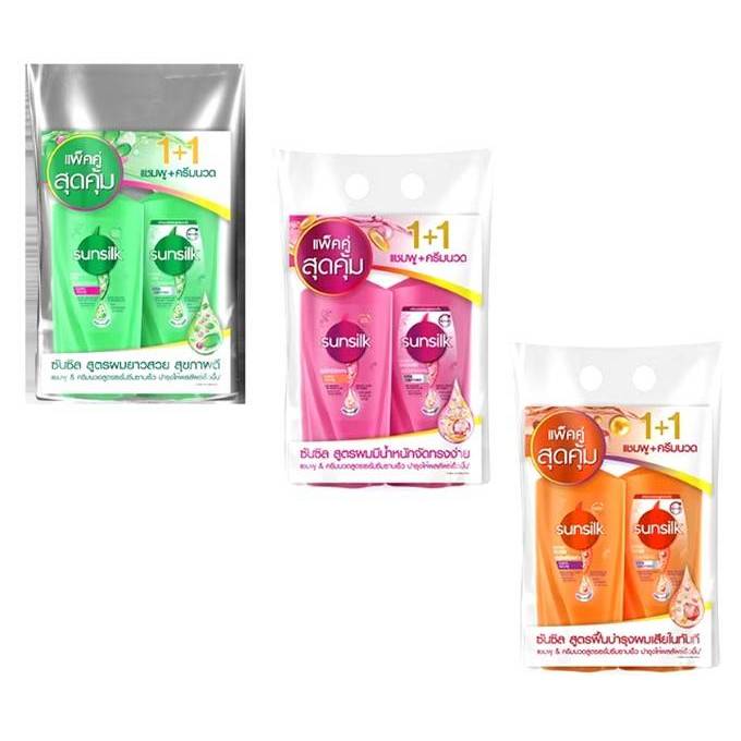 (แพ็ค​คู่​)Sunsilk​ ซันซิล​325-370มล. แชมพู+ครีม​นวด​