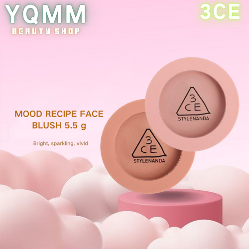 แท้100% 3CE MOOD RECIPE FACE BLUSH 5.5 g บลัชออนเนื้อฝุ่น สีสวยหวานบลัชออนไฮไลท์ เนื้อแมตต์ สีม่วง สีฟ้าพีช แอปริคอทนมธ
