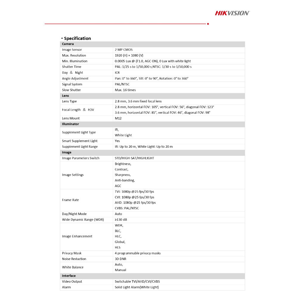 HIKVISION ชุดกล้องวงจรปิด 2MP รุ่น iDS-7204HQHI-M1/XT+DS-2CE10DF3T-LFS จำนวน 2 ตัว ภาพสี 24ชม. (รับประกันสินค้า 3 ปี)