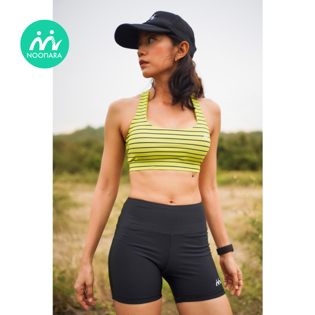 สปอร์ตบรา บิกินี่ - NOOnara Sport Bra รุ่น Classic สี Lime Stripe มีฟองน้ำ ชุดวิ่ง/ชุดโยคะ/ชุดว่ายน้ำ/activewear