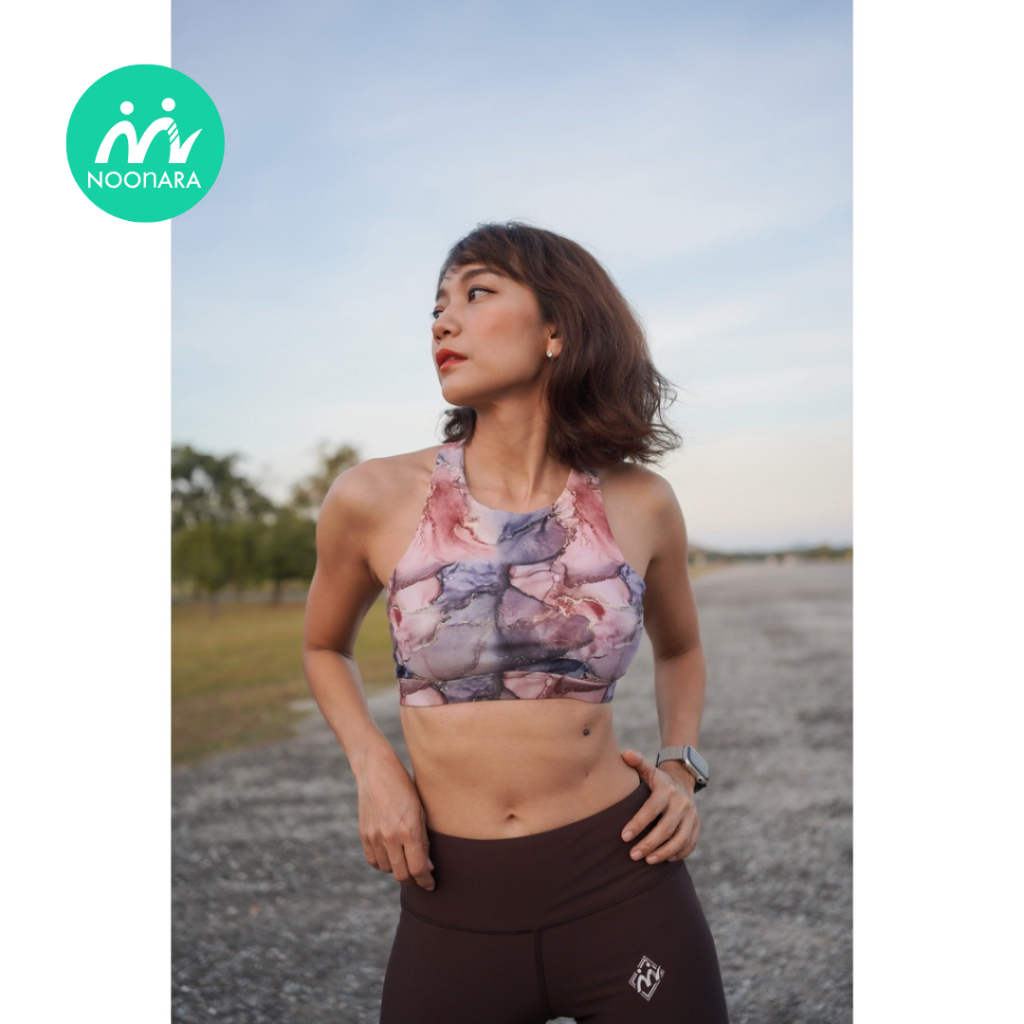 สปอร์ตบรา บิกินี่ - NOOnara Sport Bra รุ่น High Neck สี Volcany มีฟองน้ำ ชุดวิ่ง/ชุดโยคะ/ชุดว่ายน้ำ/activewear