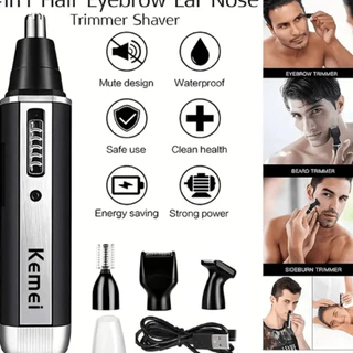 Kemei KM-6630 ชุดเครื ่ องตัดขนจมูกมัลติฟังก ์ ชั ่ นแบบชาร ์ จไฟได ้ 4-in-1