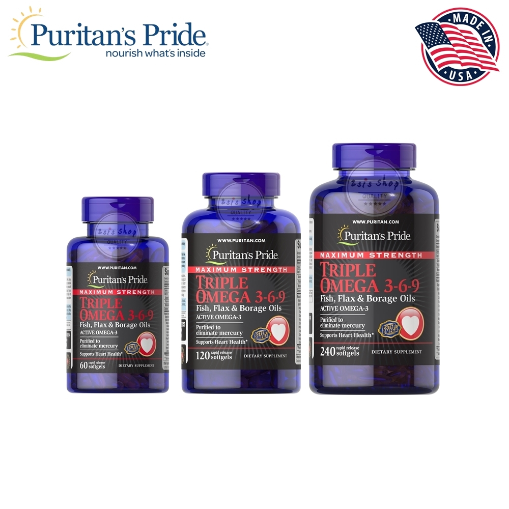 Puritan's Pride  โอเมก้า 3 6 9 Maximum Strength Triple Omega 3-6-9  (Fish, Flax , Borage Oils)