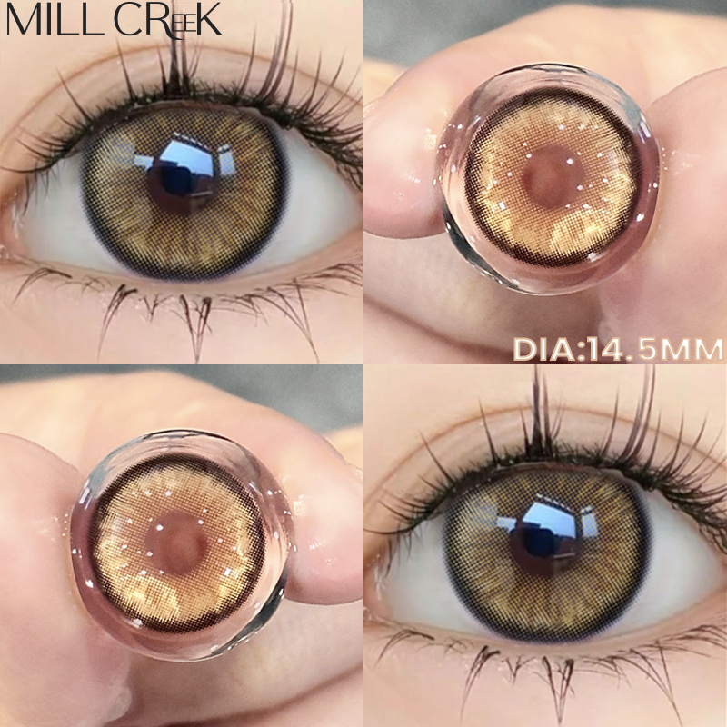 ✅COD [จัดส่ง2-3วัน] MILL CREEK คอนแทคเลนส์ สีน้ำตาล 14.5mm 0.00~-8.00องศา 12 เดือน ใส่สบาย คอนแทคเลน