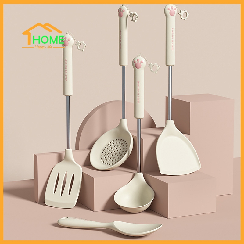 Happylife ชุดเครื่องครัว ซิลิโคน ตะหลิว ไม้พายซิลิโคน ทนความร้อนสูง