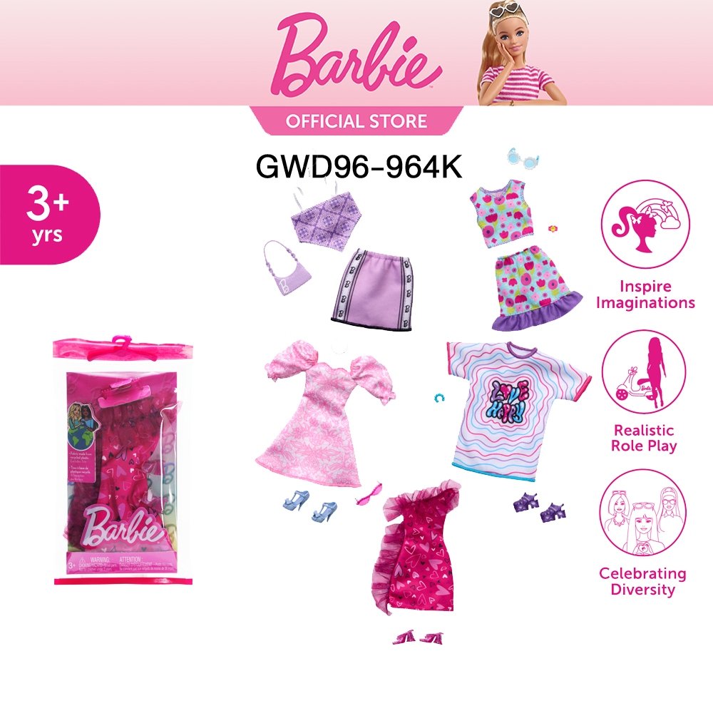 Barbie Complete Looks Fashion Pack Assortment บาร์บี้ เสื้อผ้าตุ๊กตา พร้อมเครื่องประดับ GWD96 (964K) ID