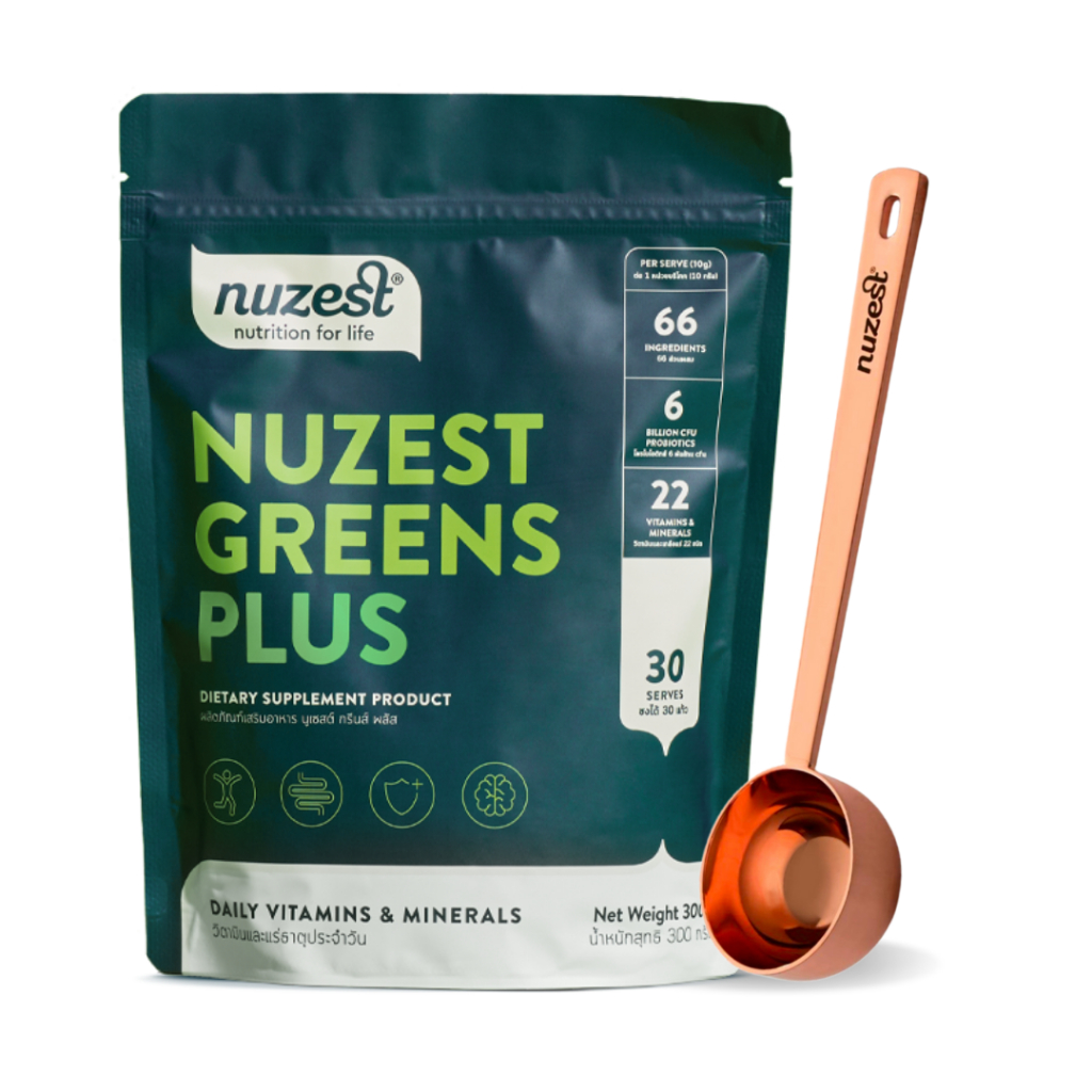 Refill Nuzest Greens Plus + ช้อนตวง - นูเซสต์ผงเขียววิตตามินรวมจากผักผลไม้ + โพรไบโอติก NGP