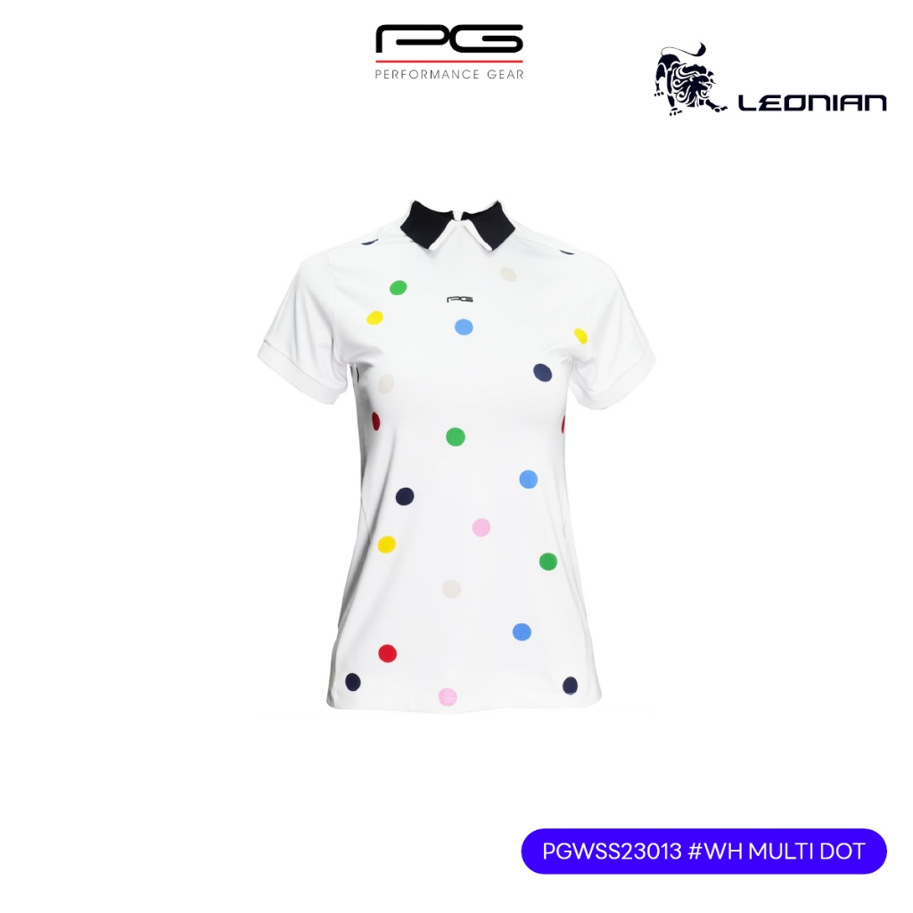 เสื้อผ้ากอล์ฟ PG WOMEN # PGWSS23013 (WH MULTI DOT)