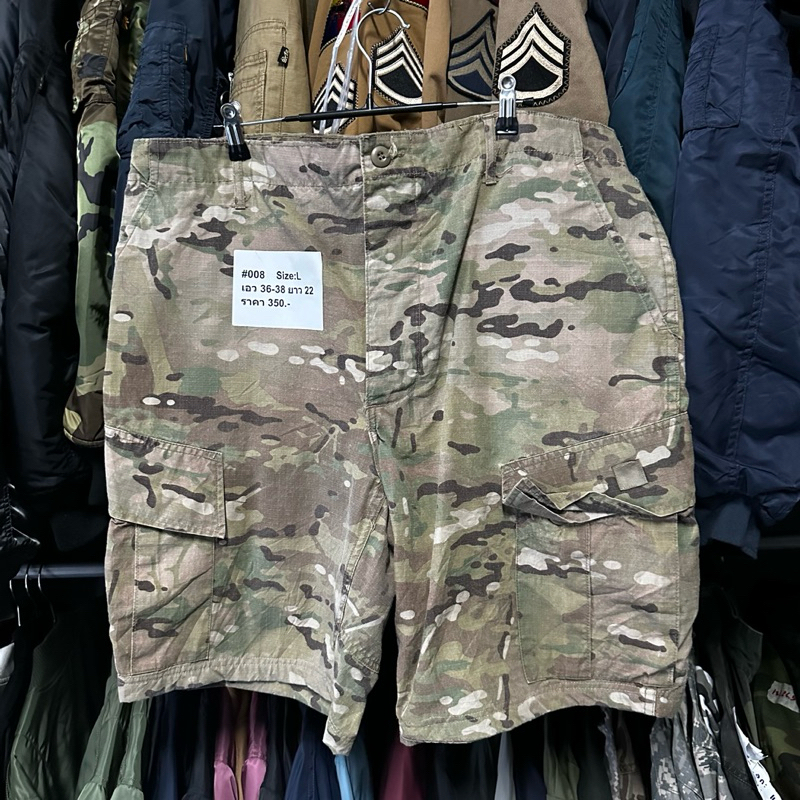 Sz. L กางเกงทหาร USA แท้ 100% กางเกงขาสั้น กางเกงทหารอเมริกา กางเกงลายพราง ผ้าก้างปลา ชุดทหาร #008
