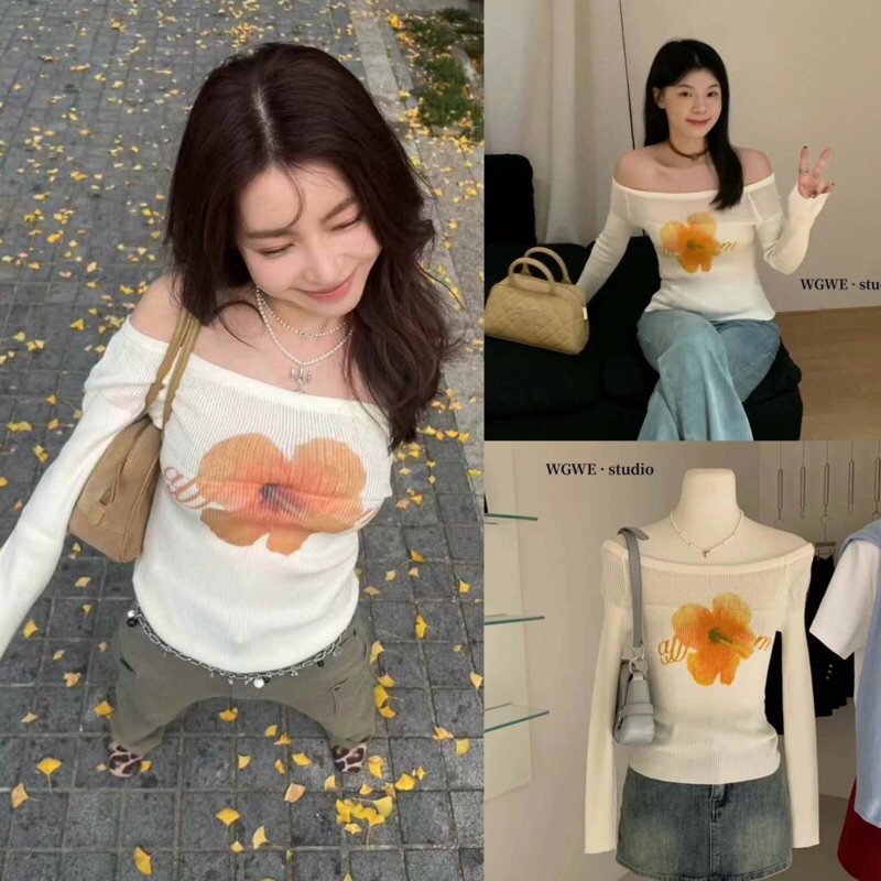เสื้อไหมพรมทอลายดอกไม้รุ่น 2573 TAG.WG.WE
