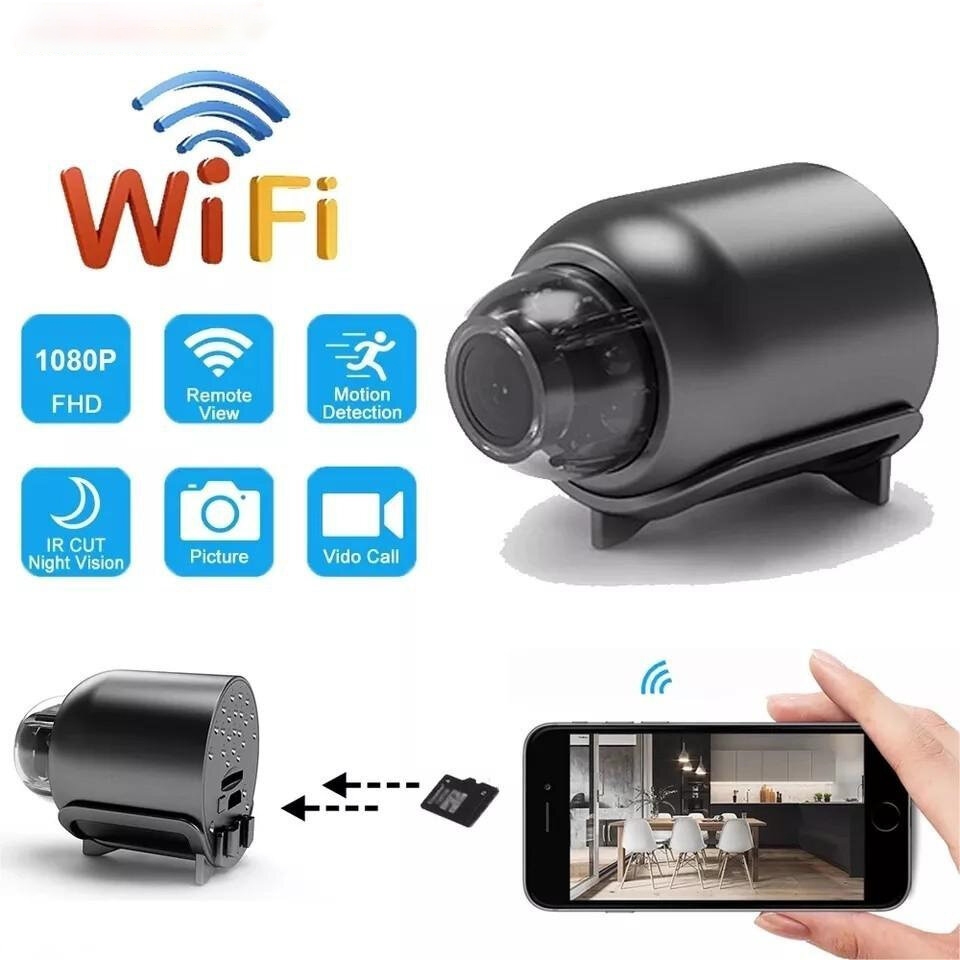 X5 กล้องวงจรปิดไร้สาย 1080P HD มินิกล้อง IP ดูสถานที่มืดการตรวจจับการเคลื่อนไหว 160 ° การเฝ้าระวังมุมกว้าง