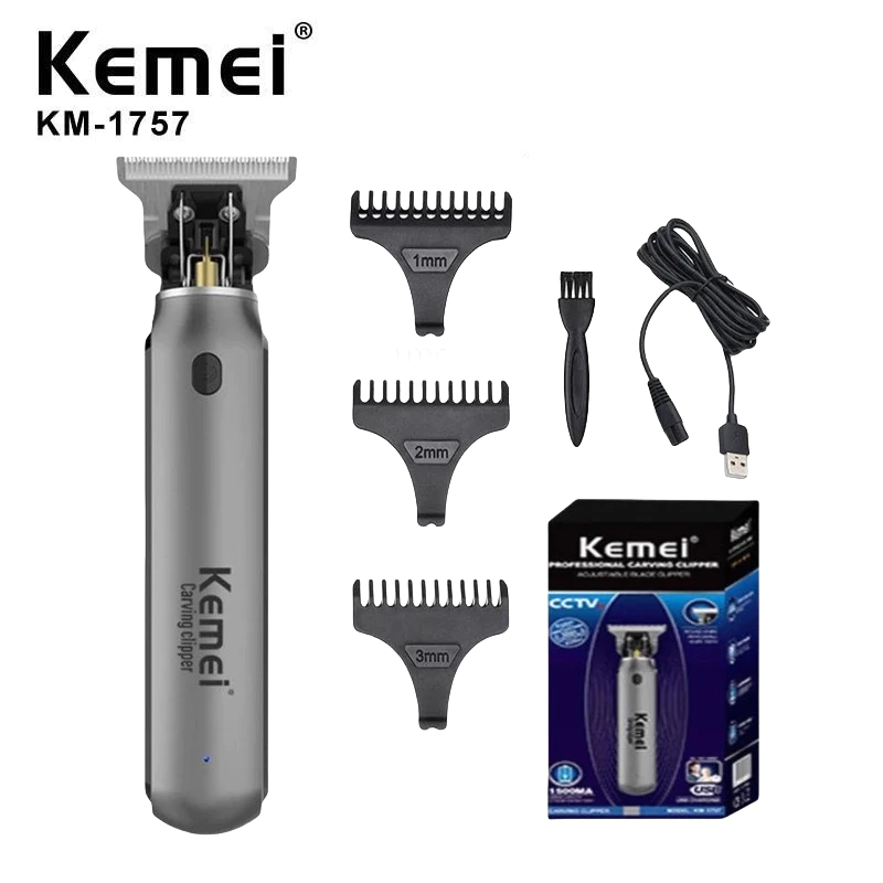 Kemei KM-1757 USB ชาร์จปัตตาเลี่ยนผมไร้สาย Professional Hair Clipper ชาร์จไฟฟ้าผม Trimmer ตัดผม Ha